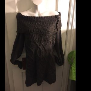 Brown knit sweater dress